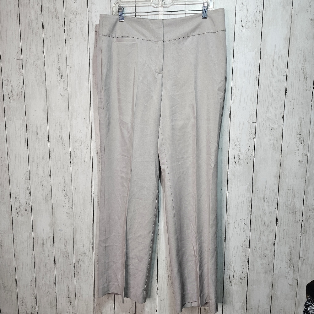 EILEEN FISHER Women's Gray 100% Tencel Wide Leg Pants Size 12 Slacks Flat Front.